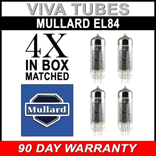 Brand New Plate Current Matched Quad (4) Mullard Reissue EL84 / 6BQ5 Tubes