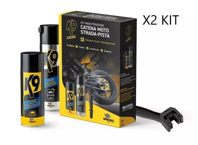 X2 Bardahl Kit Manutenzione Catena Moto Strada-Pista Sgrassatore e Grasso Spray