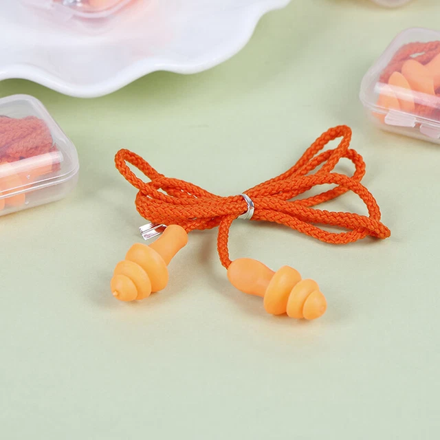 1 pz tappo auricolare in silicone morbido tappo auricolare riutilizzabile protezione dell'udito con cavo/. LM❤