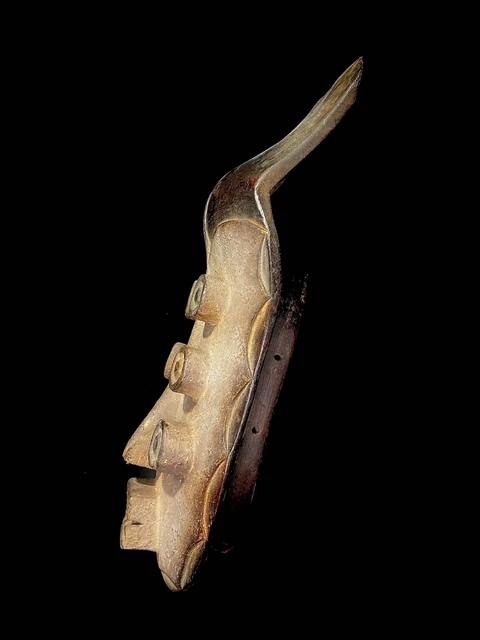 African Tribal Face Mask Wood Hand Carved Vintage Wall Hanging Grebo Kru-5732 18
