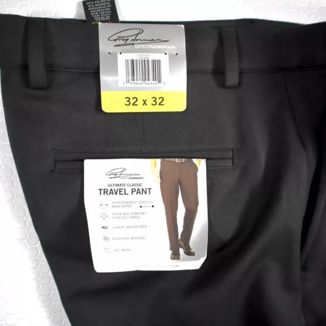 Greg Norman Mens Ultimate Classic Travel Pants 32x32 Black 4-Way Stretch NEW! 2