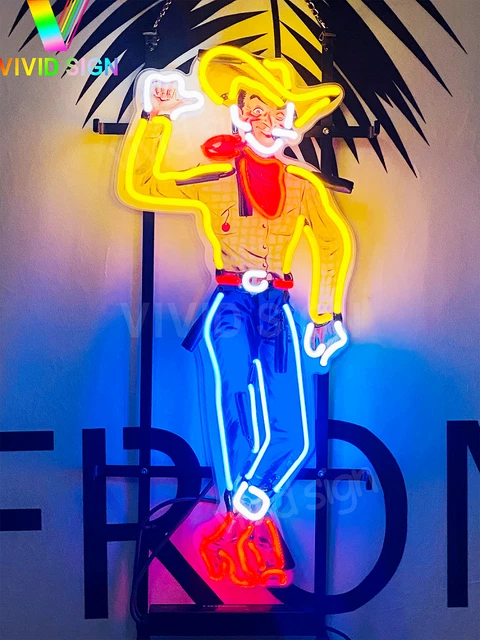 US STOCK 20"x15" Las Vegas Cowboy Casino Neon Sign Light Lamp HD Vivid Printing