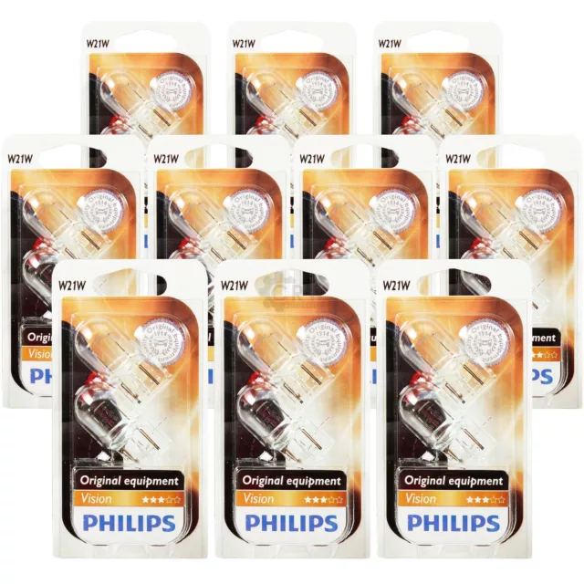 10x Philips Vision 2st. W21W 12V 21W W3x16d Blister Poire