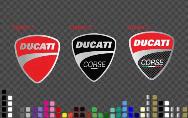 Silver Ducati Corse Sticker Decal Motorbike Tank, Race fairing in many sizes