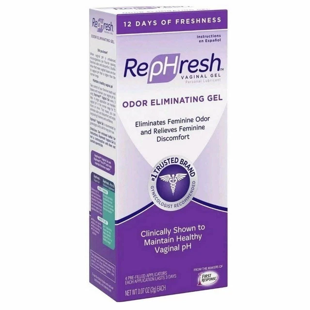 Gel lubricante RepHresh eliminación de olores 4 aplicadores precargados paquete de 2 0,07 oz
