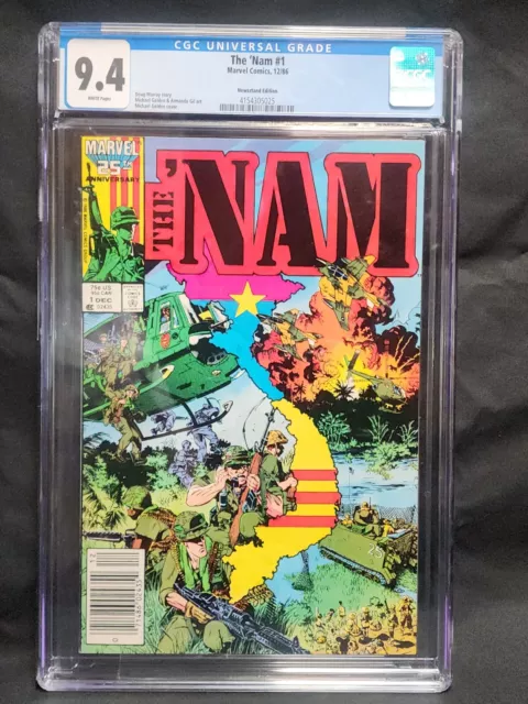 🔑🔥🔥🔥The 'Nam # 1 CGC 9.4 NEWSSTAND!!1986 Michael Golden Vietnam War 305025