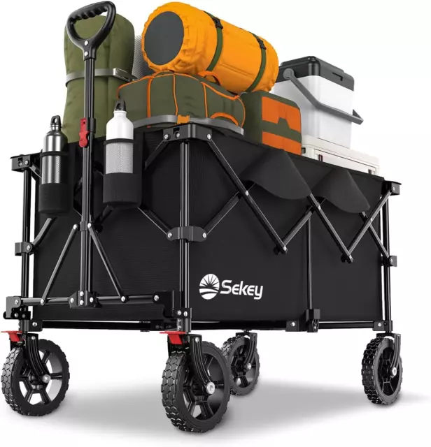 220L Collapsible Foldable Wagon with 330Lbs Weight Capacity, Heavy Duty Wagon