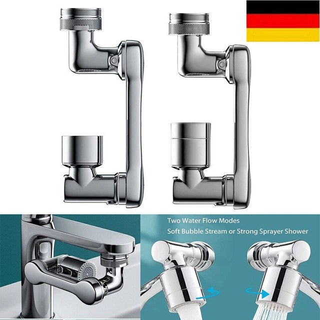 2x 1080° Universal Wasserhahn Splash Filter Schwenkbare Sprühkopfverlängerung DE