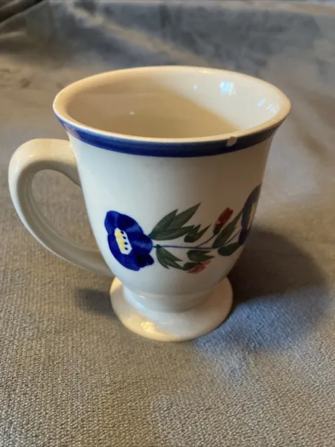 Vintage Design Pac Hand Painted Floral Ivory Pedestal Footed Coffee Mug Tea Cup