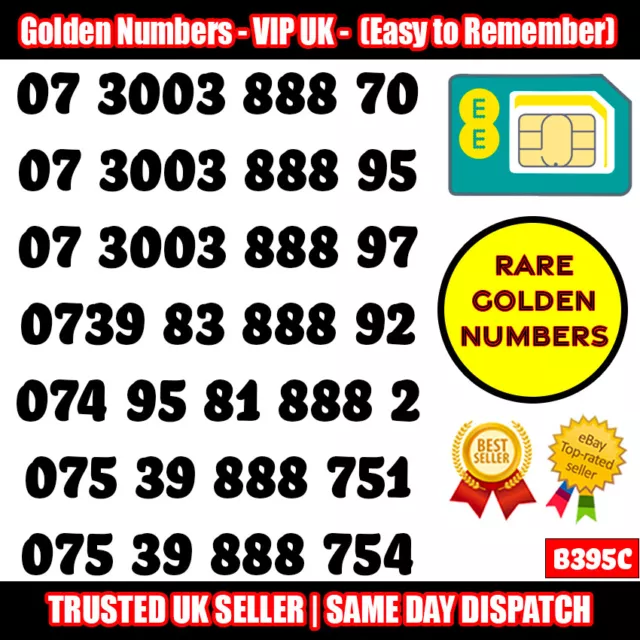 Gold Easy Mobile Number Memorable Platinum Vip Uk Pay As You Go Sim Lot - B395C