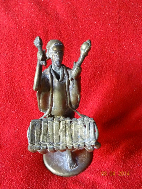 World Rare Vintage African Tribal People Liberian Hand Carved Brass Fine Art #05