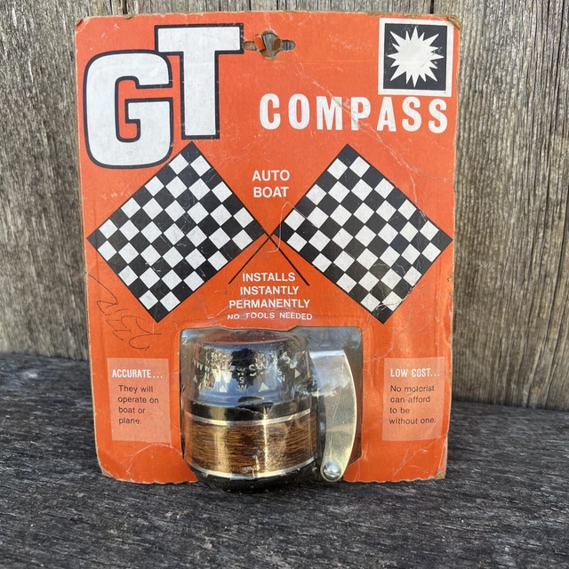VINTAGE GT WOOD Grain Dashboard Compass For Cars And Boats 20.50