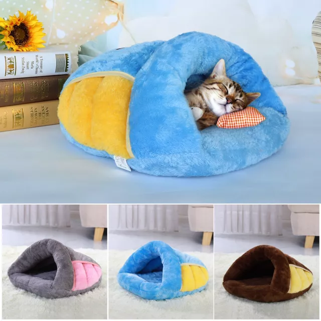 Lit Maison pour Chat Chien Chiot Niche Panier Couchage Coussin Douillet Nid S-L