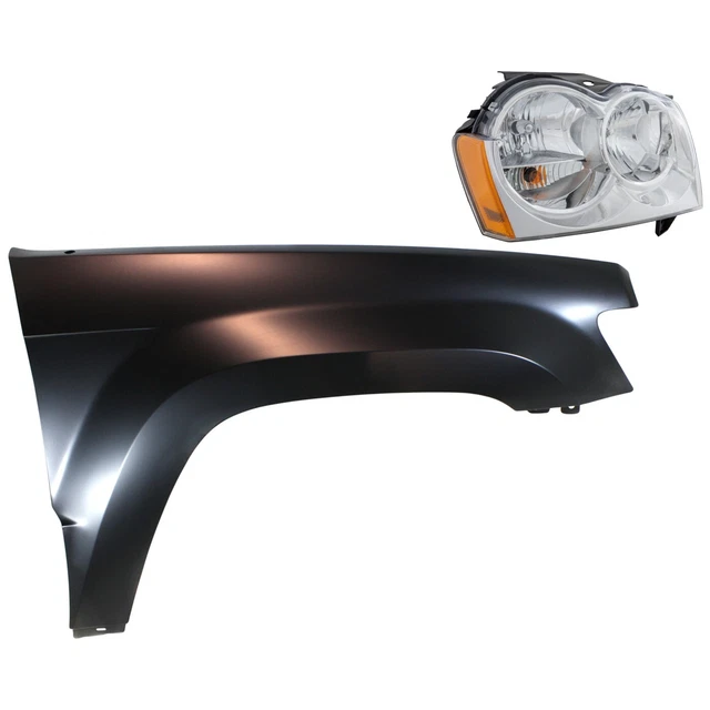 Kit Headlight Driving Head light Headlamp Passenger Right Side Hand for Jeep