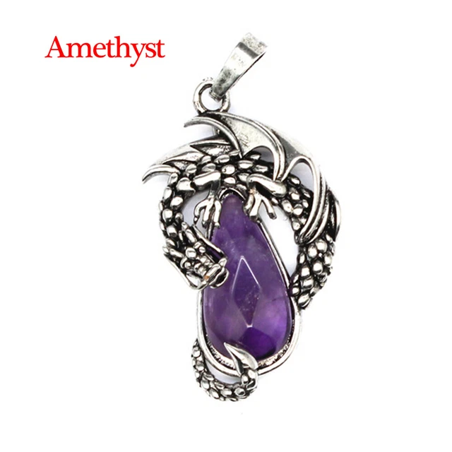 Natural Dragon Crystal Pendant Necklace Gem Stone Quartz Oval Man Women Healing