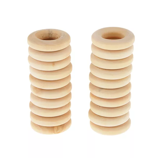 20Pcs Natural Unfinished Wooden Rings Circle Wood Pendant Connectors for DIY