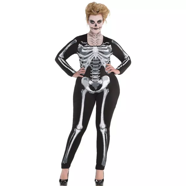 Halloween Costume Black And Bone Catsuit Adult Plus XXL US 18-20