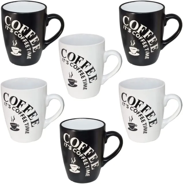 Kaffeebecher 6 Stück Coffee Kaffeetassen 300ml Schwarz & Weiß Kaffee Tassen 6er