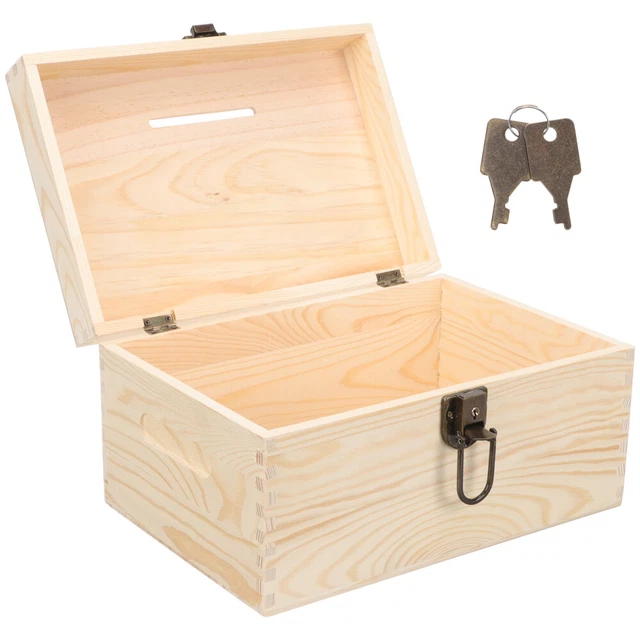 Caja de sugerencias de madera caja de votación portátil caja de donación con cerradura
