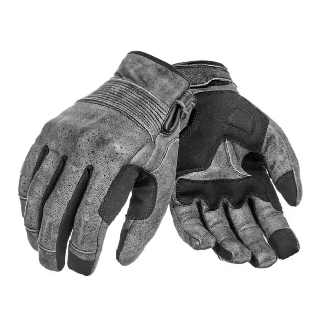 Pando Moto Onyx Grey Leather Motorcycle Gloves - Spedizione rapida!