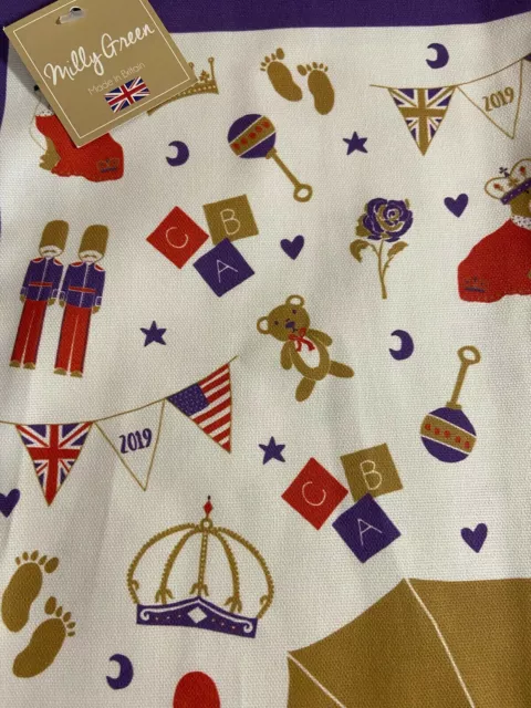  Royal Designer Milly Green - Royal baby tea towel 100% cotton USA/ UK flag  2