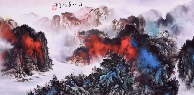 ORIENTAL ASIAN ART CHINESE SANSUI WATERCOLOR PAINTING-Mountains&Landscape