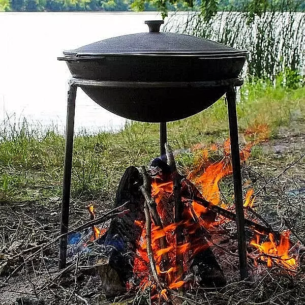 Kasan Tatarskij Kazan aus Gusseisen   Asia Wok Feuertropf Campingtopf Казан