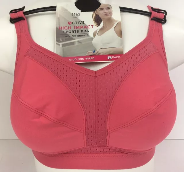 M&S SPORTS BRA High Impact Non Wired 32A (Last one) PINK BNWT £14.50 -  PicClick UK