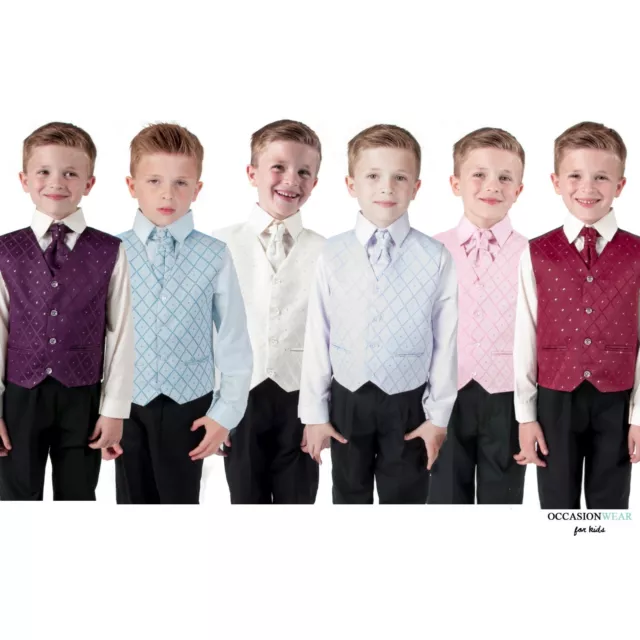 Boys Suits Waistcoat Suit Wedding Pageboy party outfit 4pc Baby Suit 6 Colours