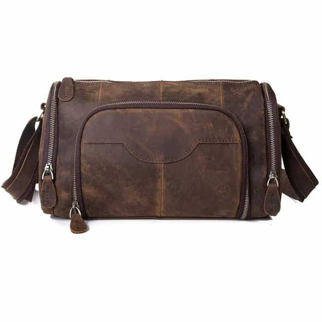 Men's Messenger Bag Shoulder Crossbody School Fashion Satchel Leather Dark Brown