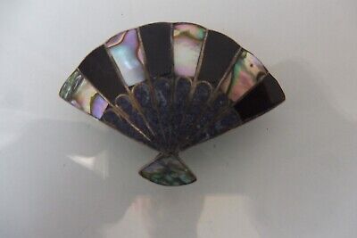 Beautiful, old Brooch (Pendant), Subjects, 925 Silver With Onyx, Lapis And Pearl