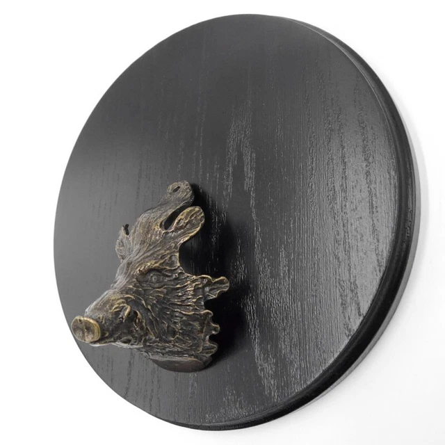 Placa de Jabalí Redondo Oscuro Af 21 CM Con Jabalí Cabeza Decoración Grande