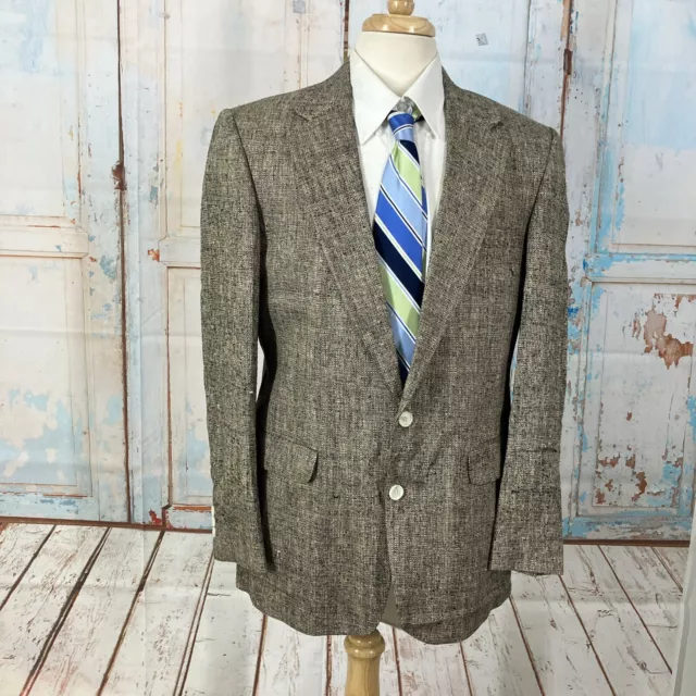 Chaqueta deportiva de lana tweed marrón de dos botones Towncraft Blazer para hombre 42R 42R vintage