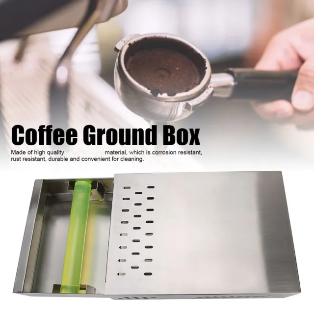 (Silver)Commercial Use Drawer Type Coffee Ground Knock Container Bucket Box HD