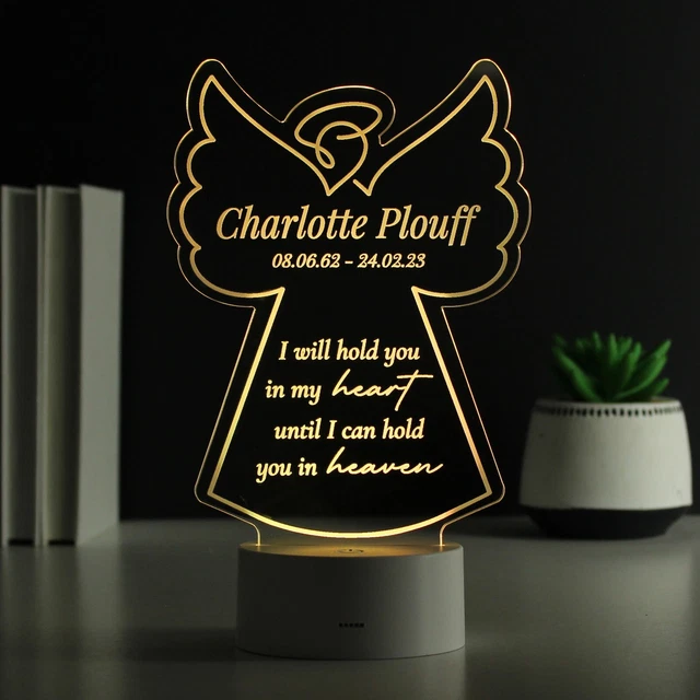 Luce LED Angelo Memoriale Verso Cambia Colore Personalizzata 4