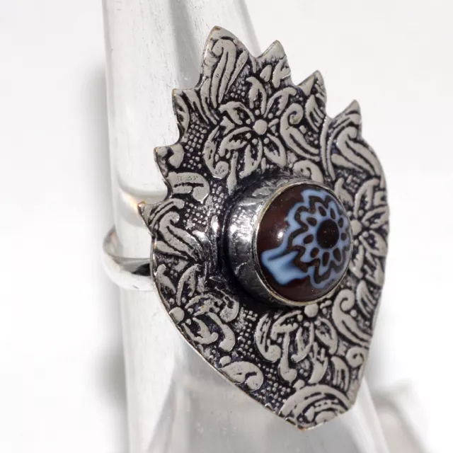 925 Silver Plated-Italian Murano Glass Ethnic Gemstone Ring Jewelry US Size-5 F6