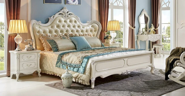 Luxe Chesterfield Lits Royal Lit Palais Hôtel Lit Double Baroque Cuir
