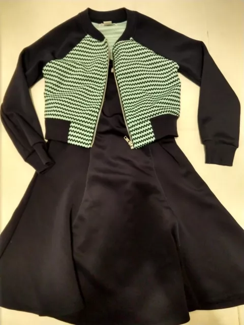 KNIT WORKS GIRLS NAVY BLUE sz 7 Dress Excellent used condition with nice zip top