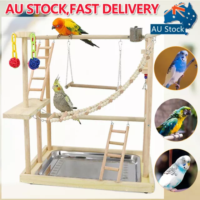 Parrots Playground Bird Playstand With Bird Ladder Wooden Play Activity Playpen