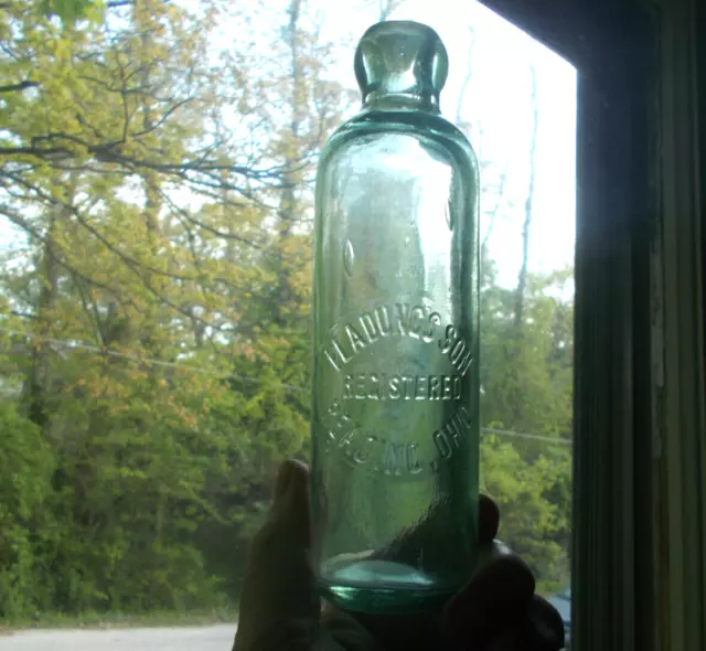 Reading,Ohio Fladung's Son Blob Hutch Soda Bottle A.b.co Glassmark