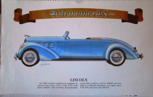1937 Lincoln Roadster car print (blue, no top)