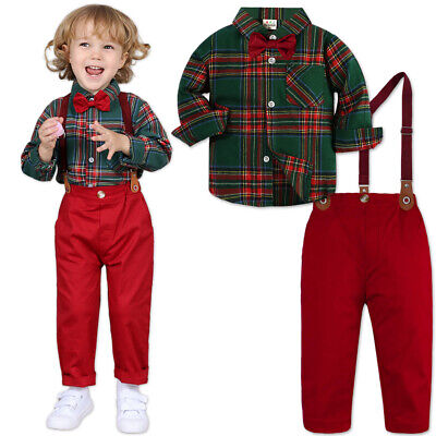 1-4 Years Baby Boy Christmas Outfit Infant Gentleman Birthday Party Wedding Suit