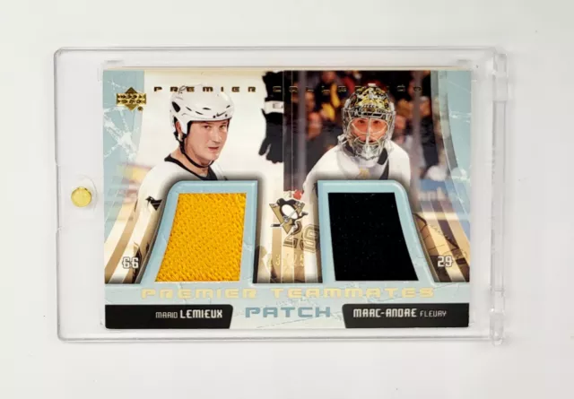 RARE PRIME #/25 GAME USED PATCH 2003-04 Premier Mario Lemieux Marc Andre Fleury