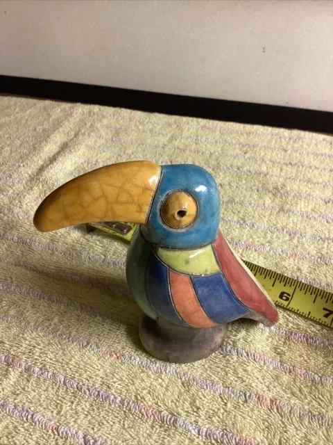 Raku Pottery Toucan Figurine South Africa Yummy Colors