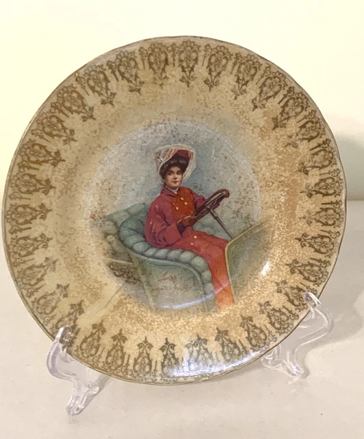 Early 1900’s Gibson Girl In Automobile Advertising Smal Plate