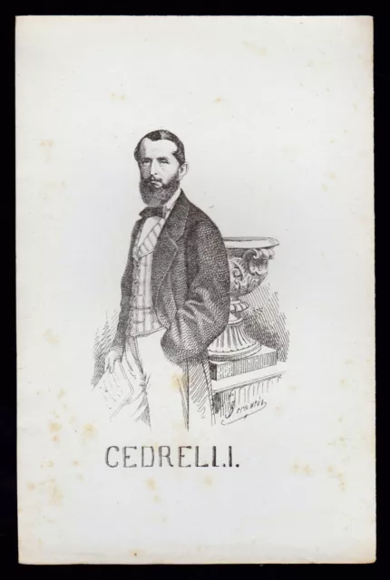 Francesco Cedrelli Incisione Xilografia '800 Politico Deputato Regno D' Italia