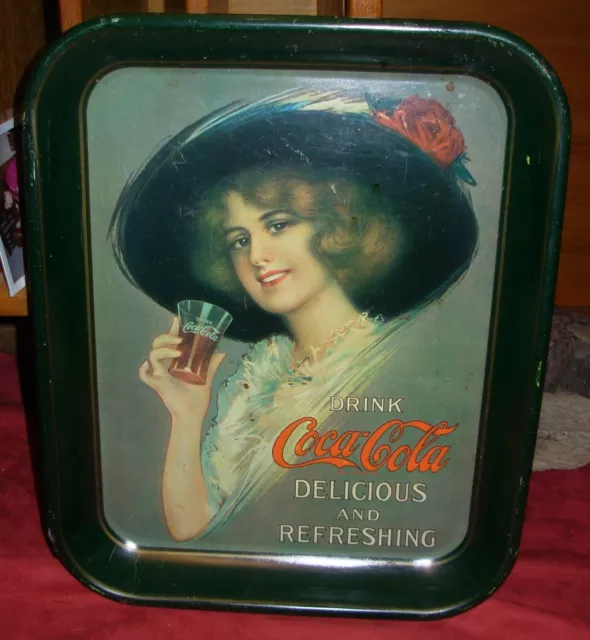 Vintage Antique Original? 1913 Hamilton King Coca Cola Tray with Black Black