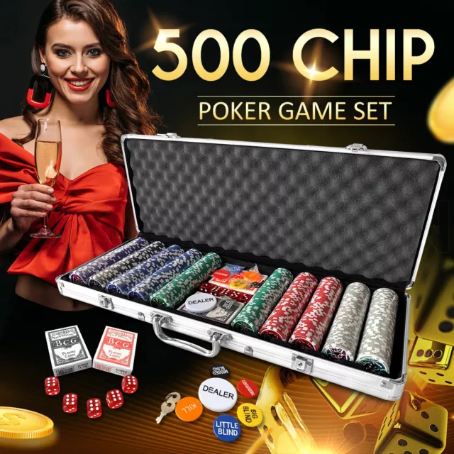 Casino Poker Chip Set Holographic Butterfly Professional Dice Aluminium Case 500