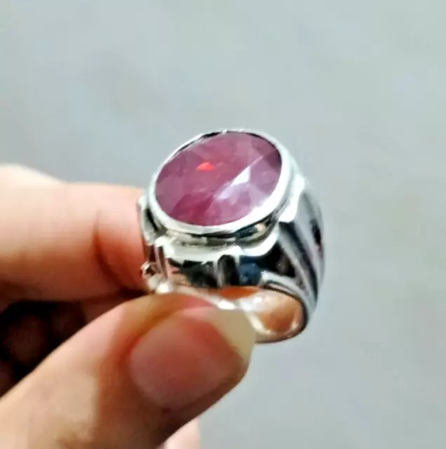 Natural Big Ruby Stone Ring Original 8 Carats Ruby Ring Sterling Silver 925