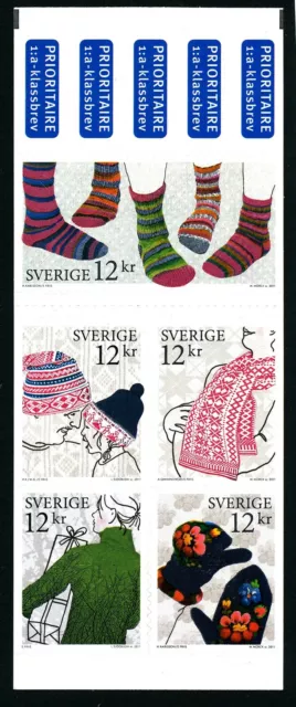 Sweden 20110 Booklet Christmas Post; mittens, socks, scarfEngraver M Mörck. MNH